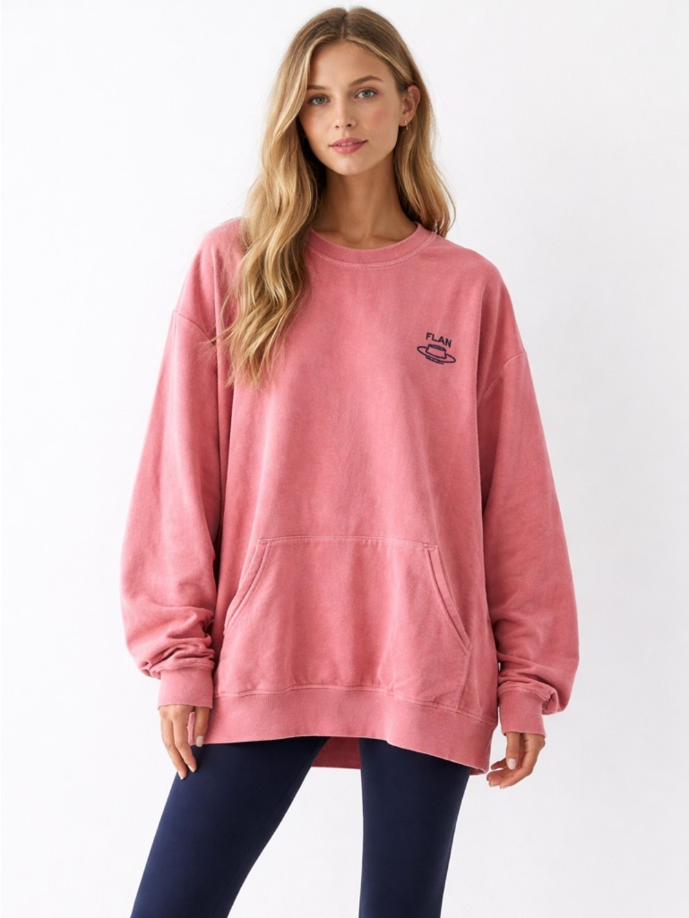 Vintage Wash Pink Oversized Crewneck Sweatshirt